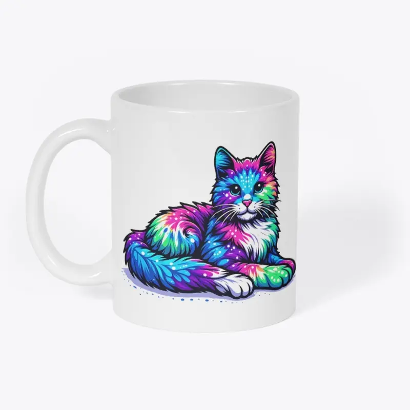 Tie Dye Cat - Colorful Feline Fantasy