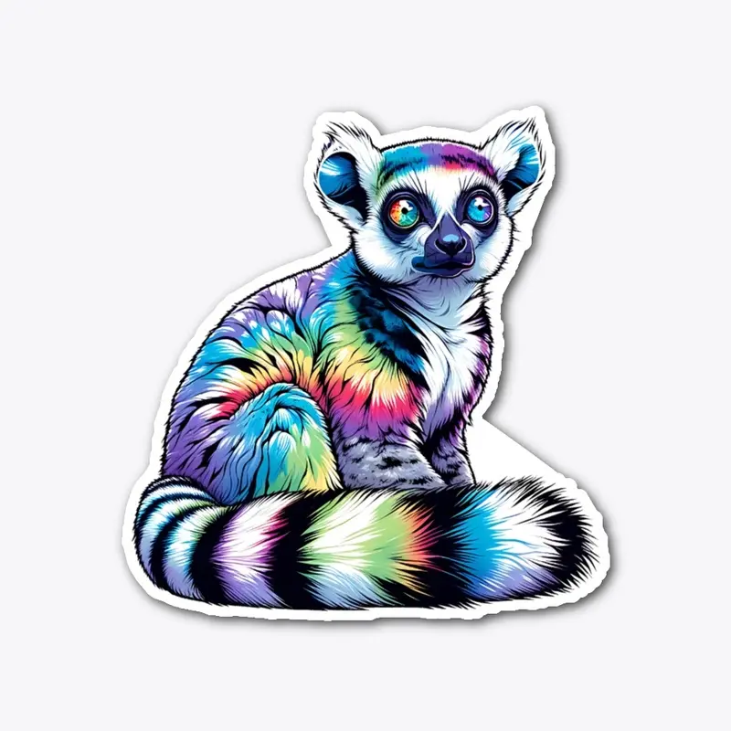 Tie Dye Lemur - Colorful Hippie Animal