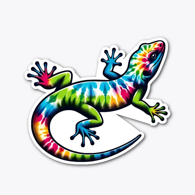 Tie Dye Lizard Art Hippie Reptile Lover