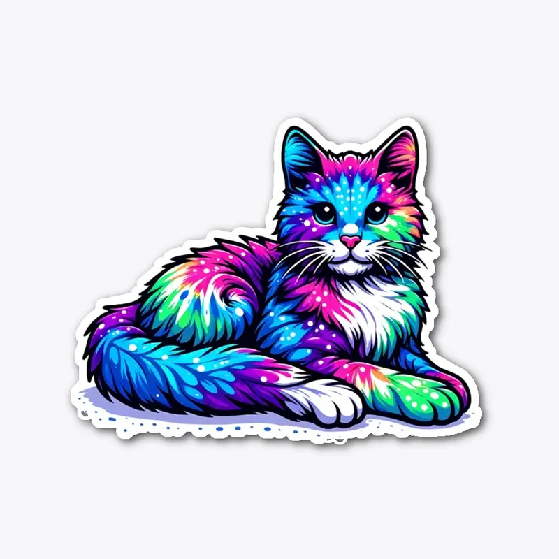 Tie Dye Cat - Colorful Feline Fantasy